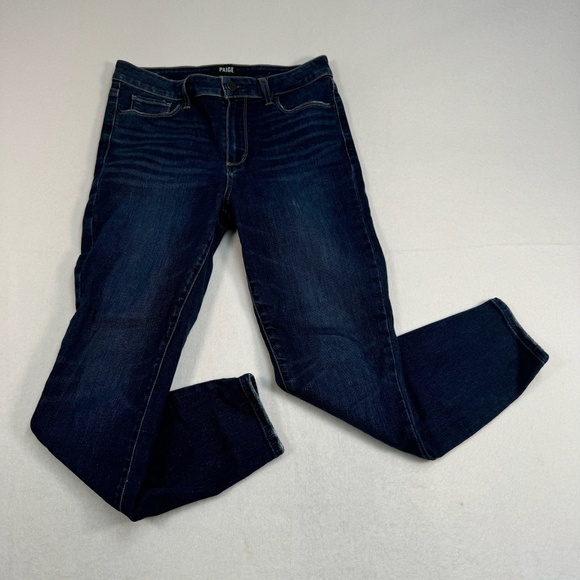 Paige Hoxton Crop Jeans Womens Size 28 Dark Blue Mid Rise - Picture 1 of 13